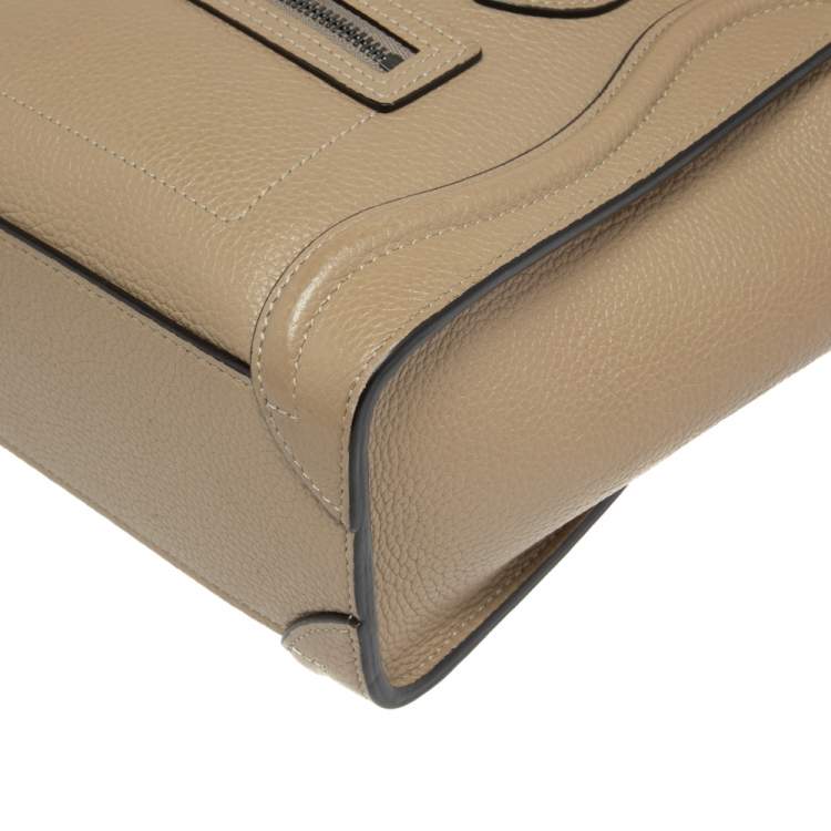 Pre Owned Celine Beige Leather Nano Luggage Tote