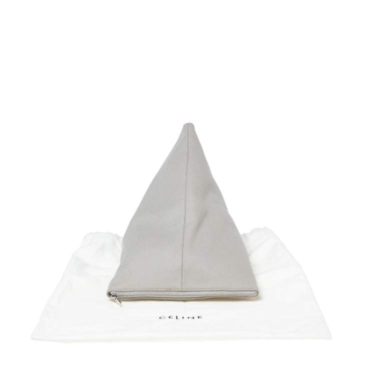 Pre Owned Celine Grey Woven Fabric Small Berlingot Clutch