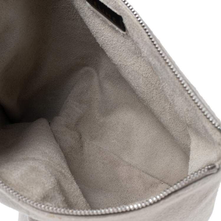 Pre Owned Celine Grey Woven Fabric Small Berlingot Clutch