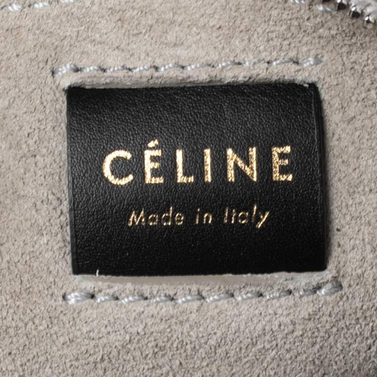 Pre Owned Celine Grey Woven Fabric Small Berlingot Clutch