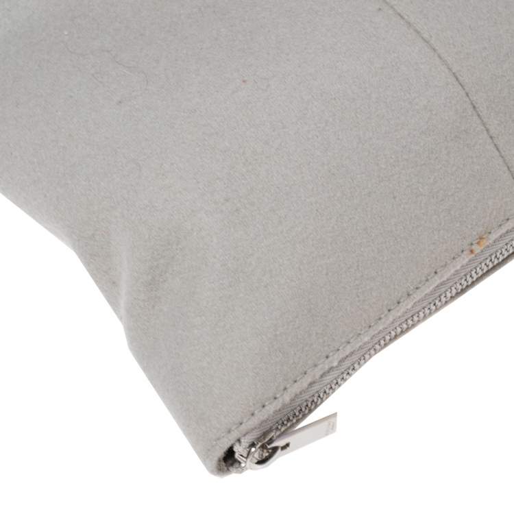 Pre Owned Celine Grey Woven Fabric Small Berlingot Clutch