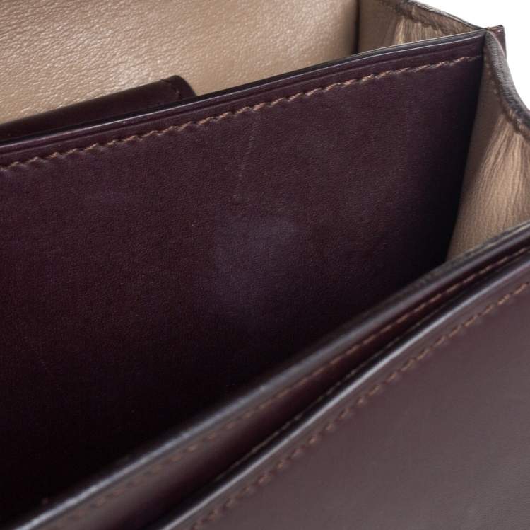 Pre Owned Celine Dark Burgundy Leather Large Case Chain Flap Shoulder Bag