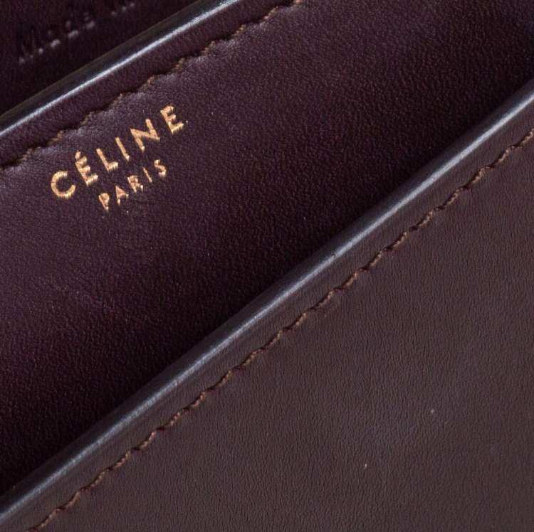 Pre Owned Celine Dark Burgundy Leather Large Case Chain Flap Shoulder Bag