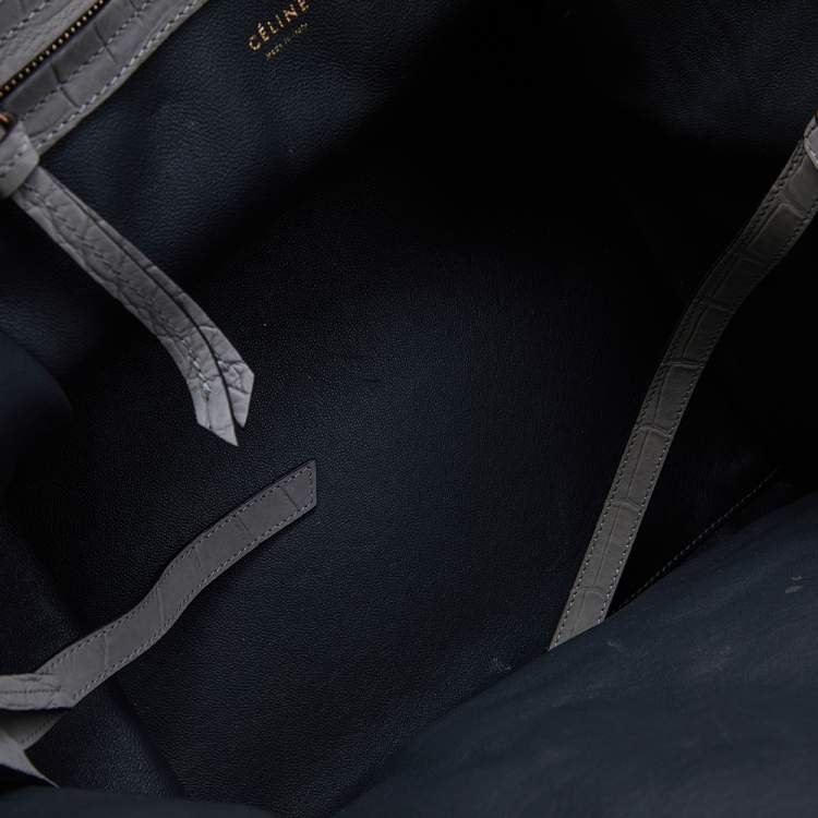Pre Owned Celine Grey Croc Embossed Leather Medium Phantom Luggage Tote