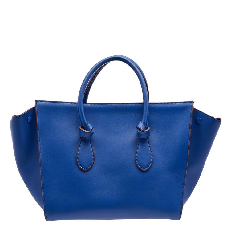 Pre Owned Celine Blue Leather Medium Tie Tote