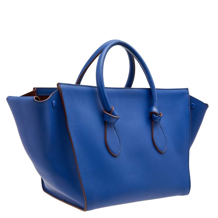 Pre Owned Celine Blue Leather Medium Tie Tote