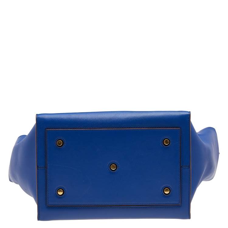 Pre Owned Celine Blue Leather Medium Tie Tote