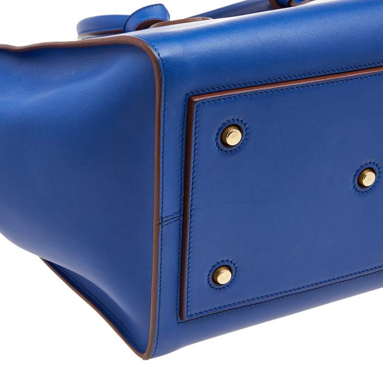 Pre Owned Celine Blue Leather Medium Tie Tote