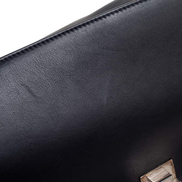 Pre Owned Celine Tri Color Leather And Pony Hair Medium Trapeze Top Handle Bag