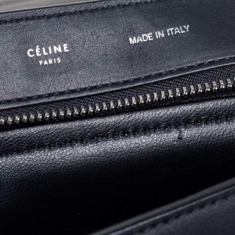 Pre Owned Celine Tri Color Leather And Pony Hair Medium Trapeze Top Handle Bag
