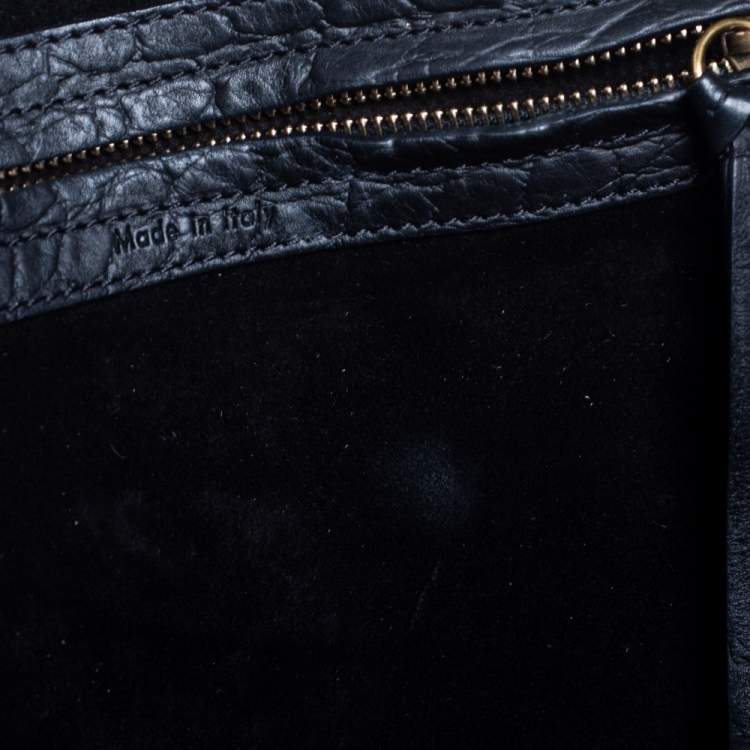 Pre Owned Celine Black Croc Embossed Leather Medium Phantom Luggage Tote