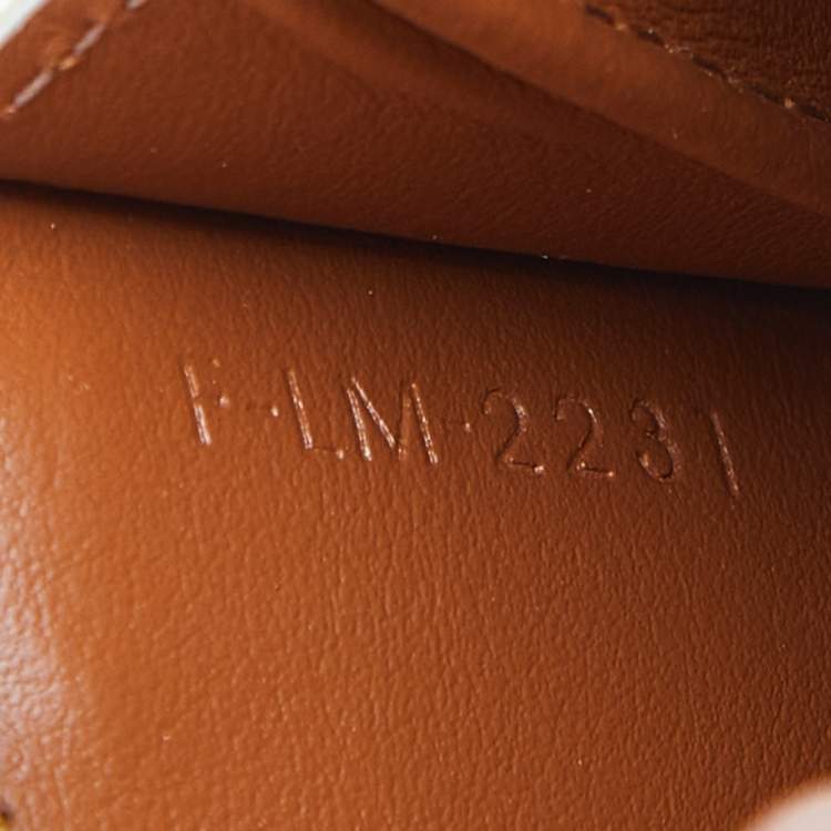 Pre Owned Celine Off White/Tan Triomphe Canvas and Leather ID Card Holder