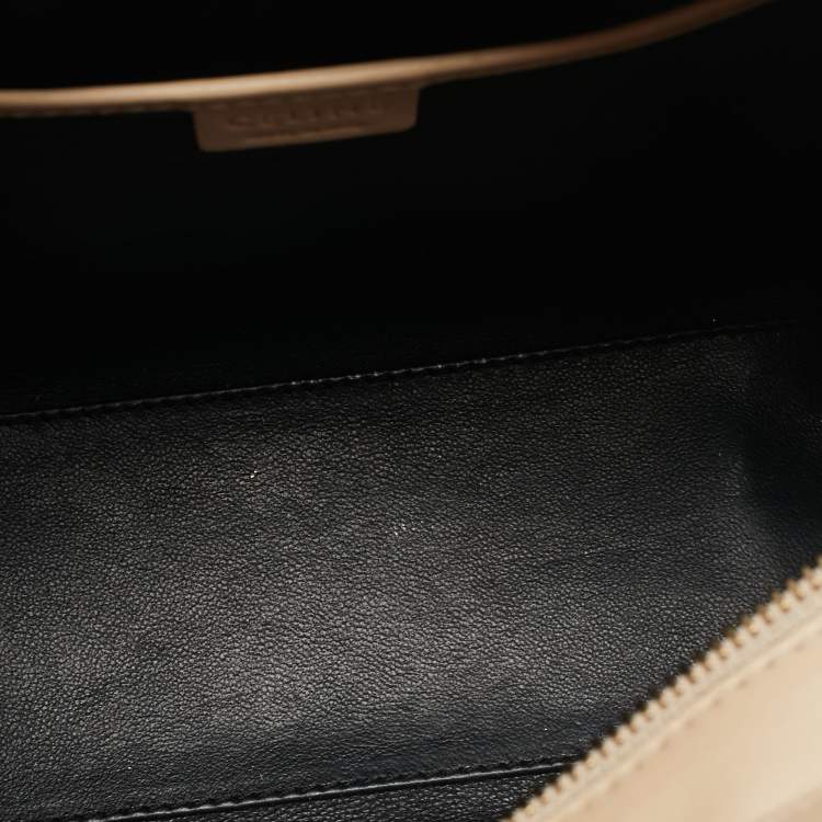 Pre Owned Celine Beige/Black Leather Nano Luggage Tote