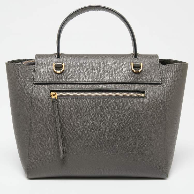 Pre Owned Celine Grey Leather Micro Belt Top Handle Bag