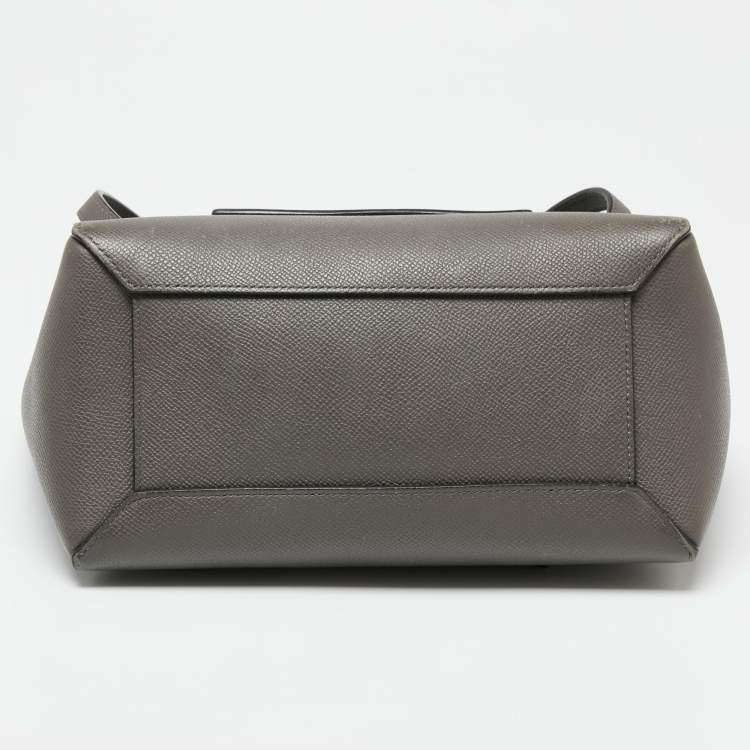 Pre Owned Celine Grey Leather Micro Belt Top Handle Bag