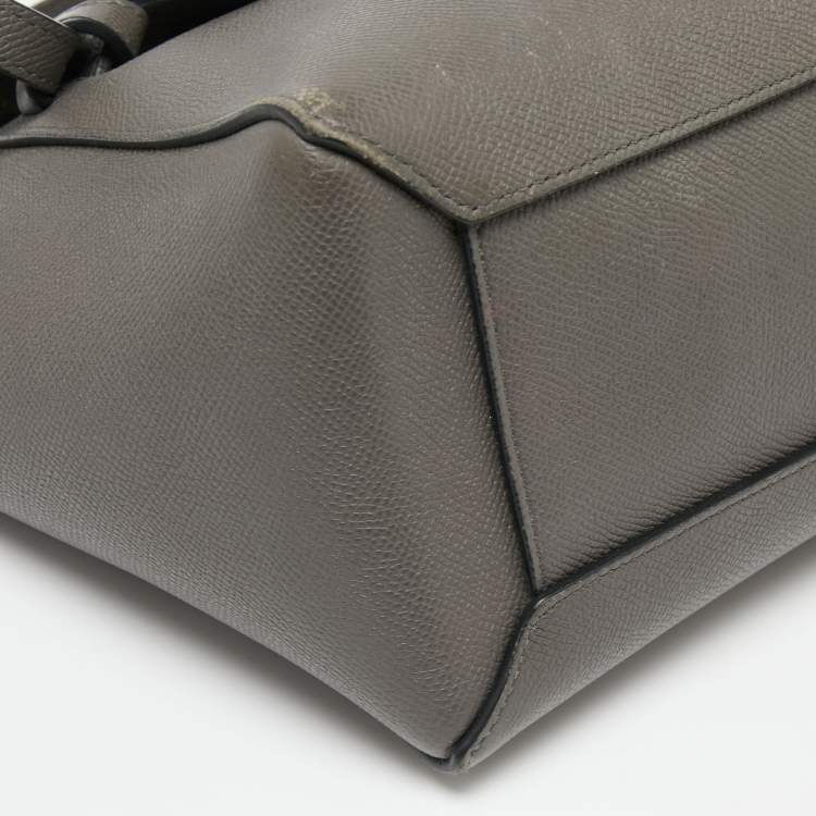 Pre Owned Celine Grey Leather Micro Belt Top Handle Bag