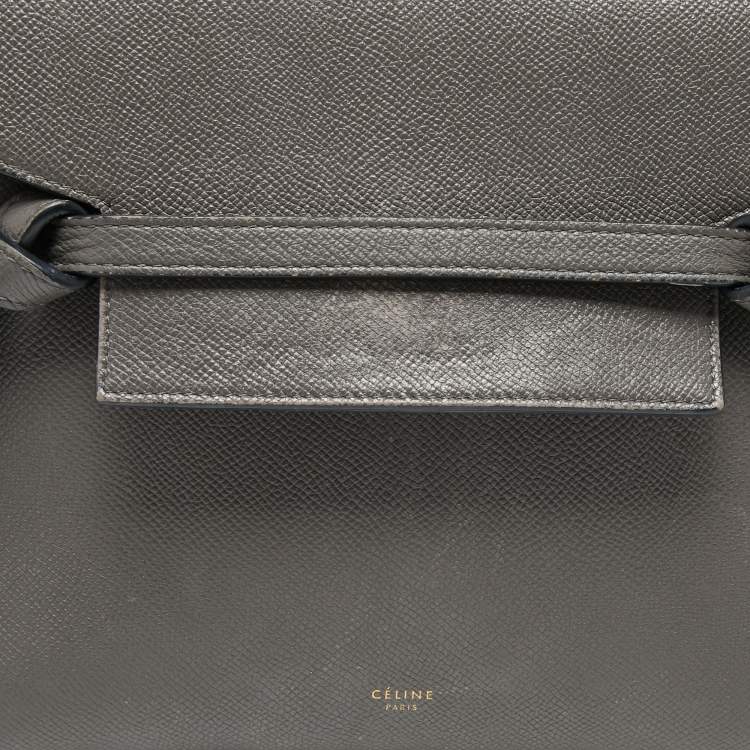 Pre Owned Celine Grey Leather Micro Belt Top Handle Bag