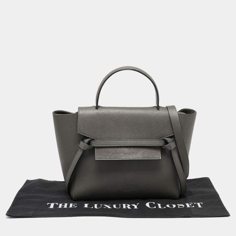 Pre Owned Celine Grey Leather Micro Belt Top Handle Bag