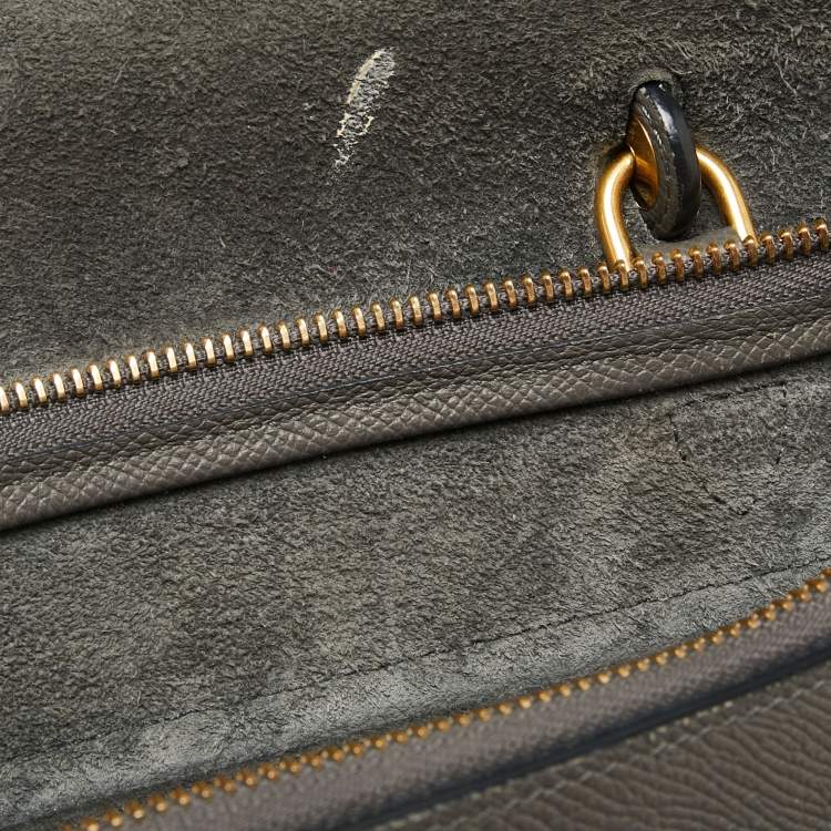 Pre Owned Celine Grey Leather Micro Belt Top Handle Bag