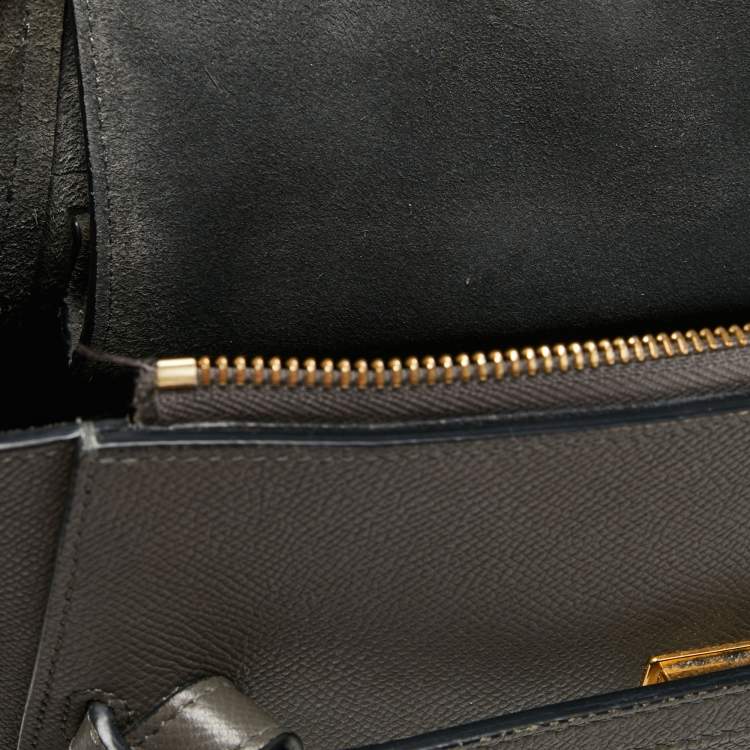Pre Owned Celine Grey Leather Micro Belt Top Handle Bag