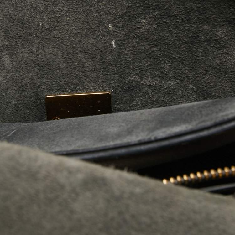 Pre Owned Celine Grey Leather Micro Belt Top Handle Bag