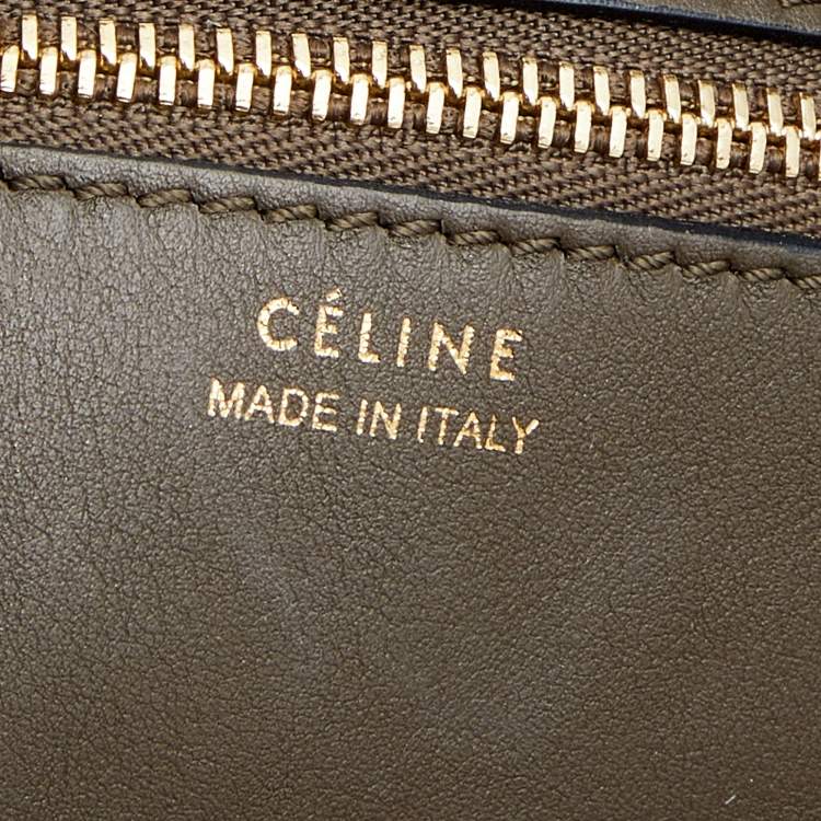 Pre Owned Celine Khaki Croc Embossed Leather Small Tie Knot Tote