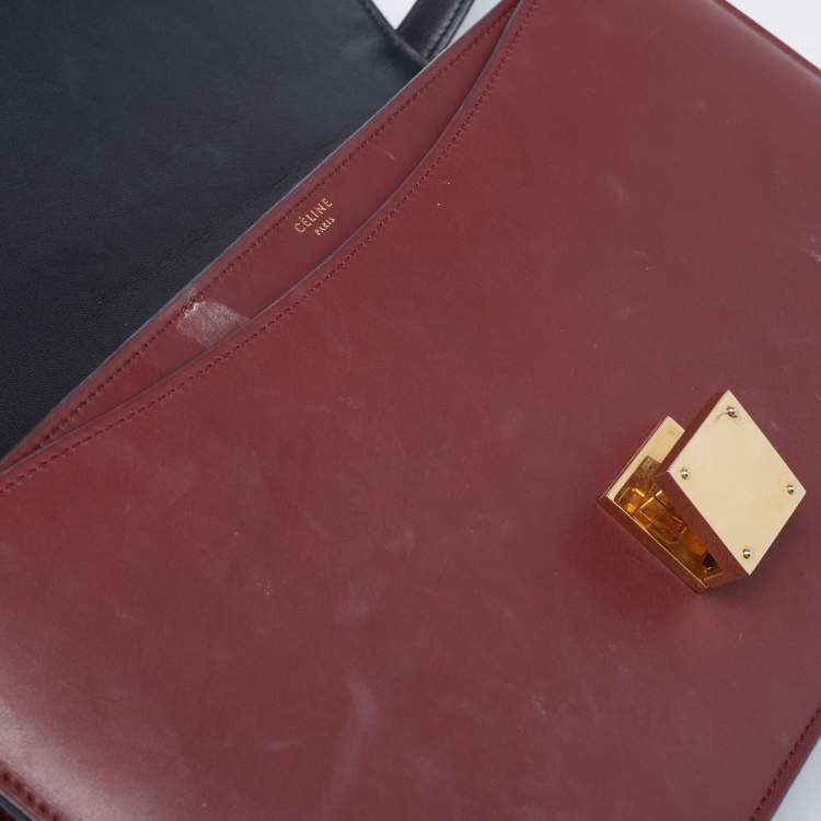 Pre Owned Celine Black/Red Leather Medium Case Bag