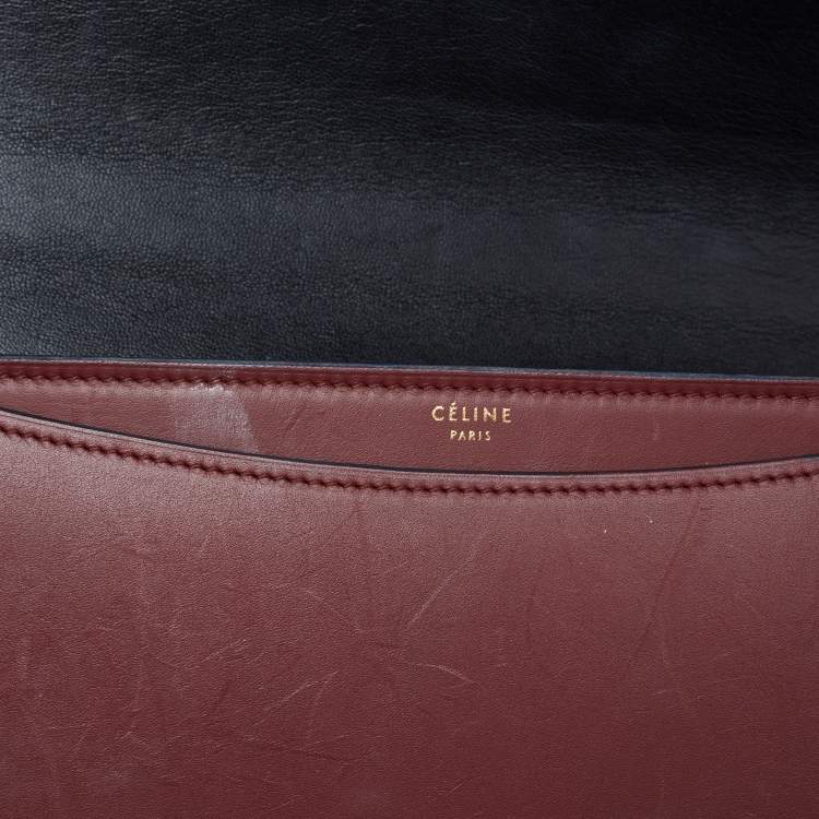 Pre Owned Celine Black/Red Leather Medium Case Bag