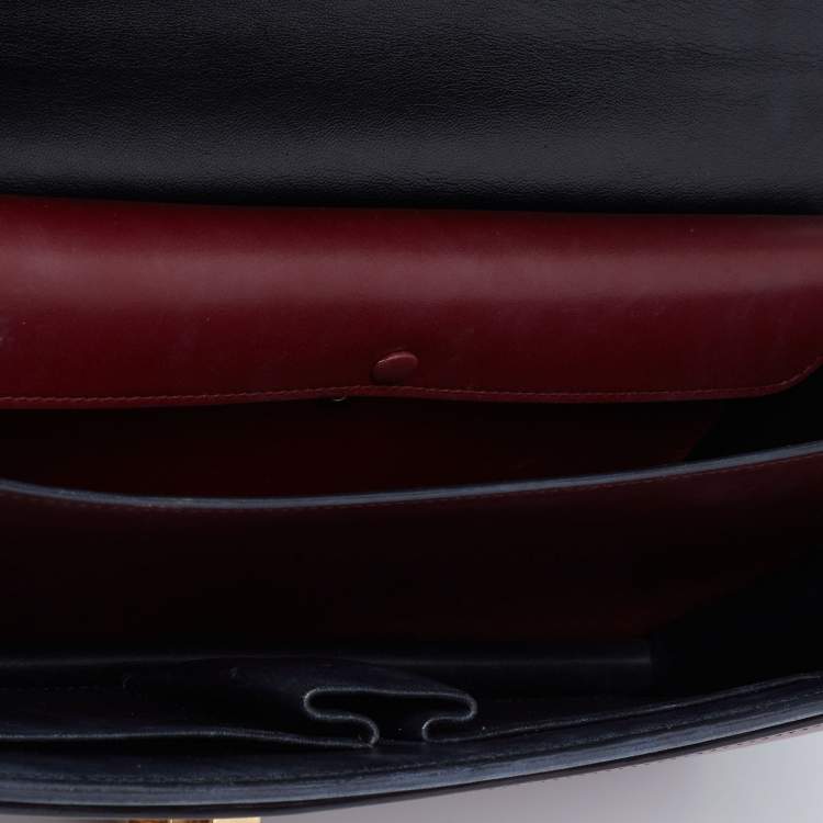 Pre Owned Celine Black/Red Leather Medium Case Bag