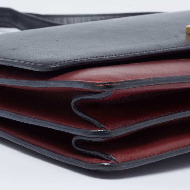 Pre Owned Celine Black/Red Leather Medium Case Bag