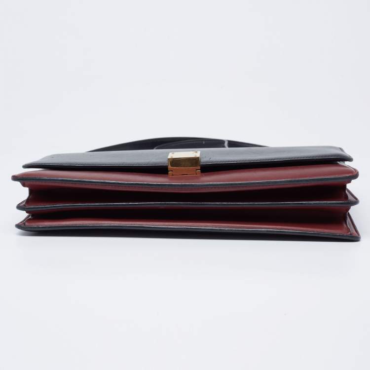 Pre Owned Celine Black/Red Leather Medium Case Bag