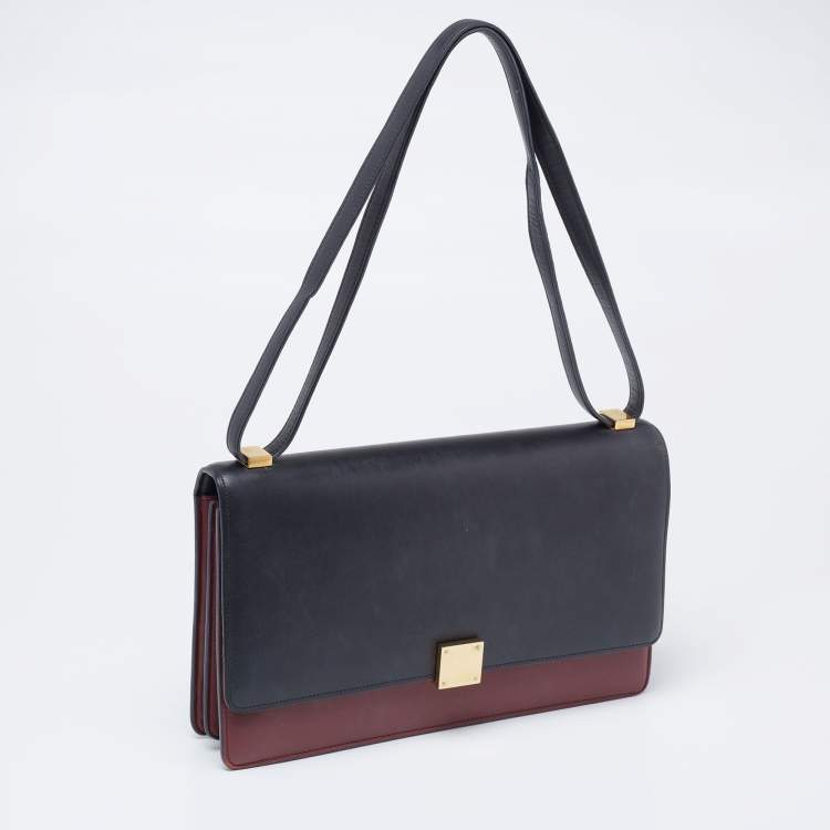 Pre Owned Celine Black/Red Leather Medium Case Bag