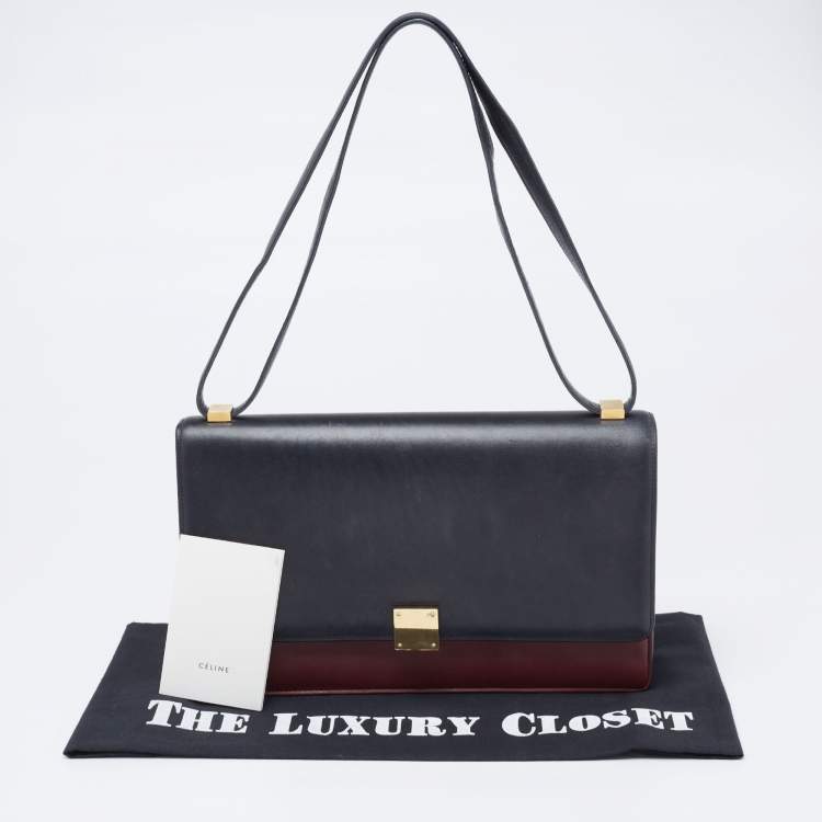 Pre Owned Celine Black/Red Leather Medium Case Bag