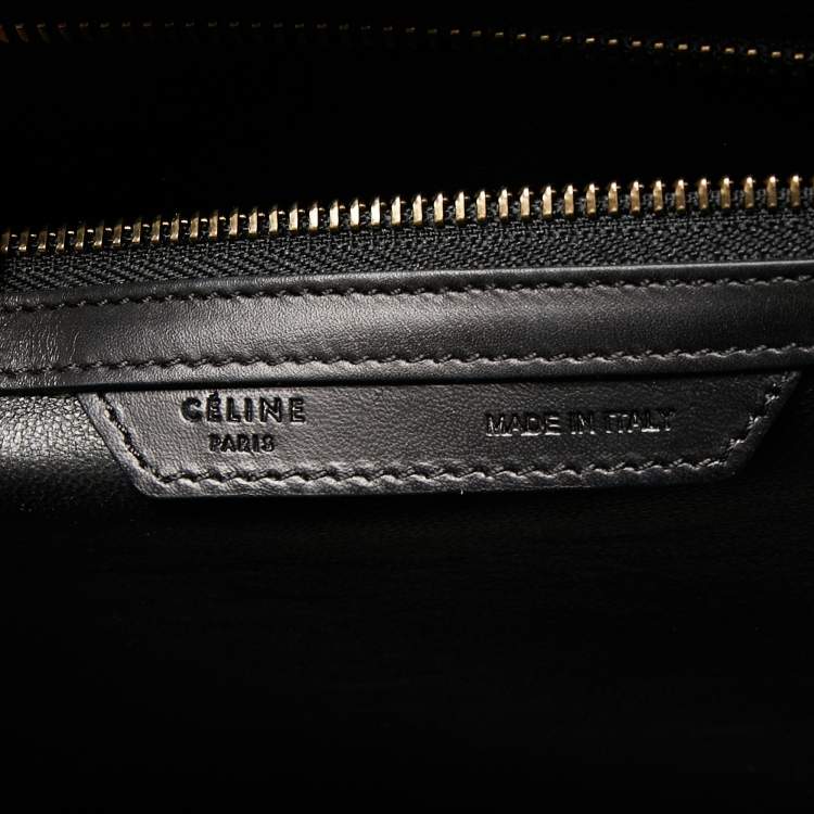 Pre Owned Celine Black Textured Leather Mini Luggage Tote