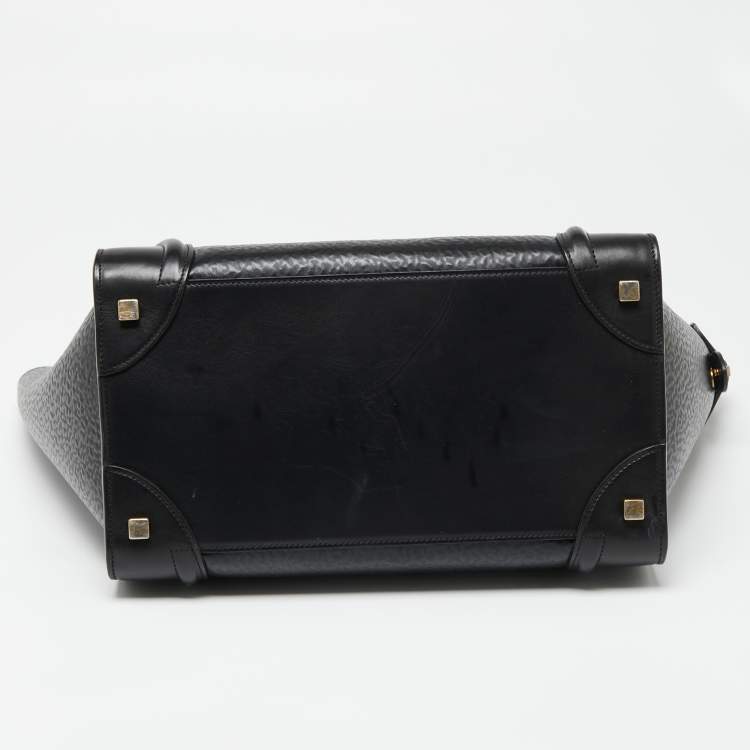 Pre Owned Celine Black Textured Leather Mini Luggage Tote