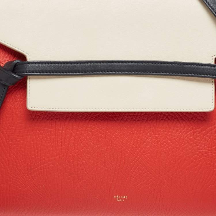 مملوكة مسبقًا Celine Red/Cream Leather Mini Belt Top Handle Bag