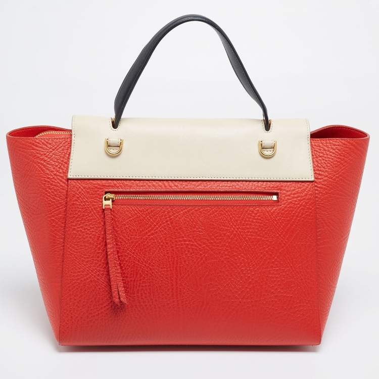 مملوكة مسبقًا Celine Red/Cream Leather Mini Belt Top Handle Bag