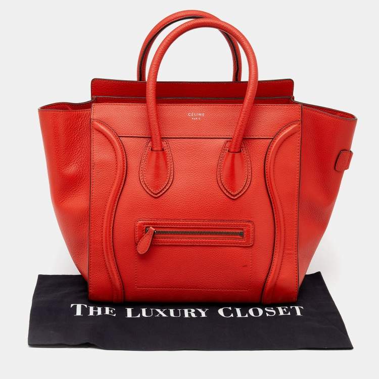 مملوكة مسبقًا Celine Orange Leather Mini Luggage Tote