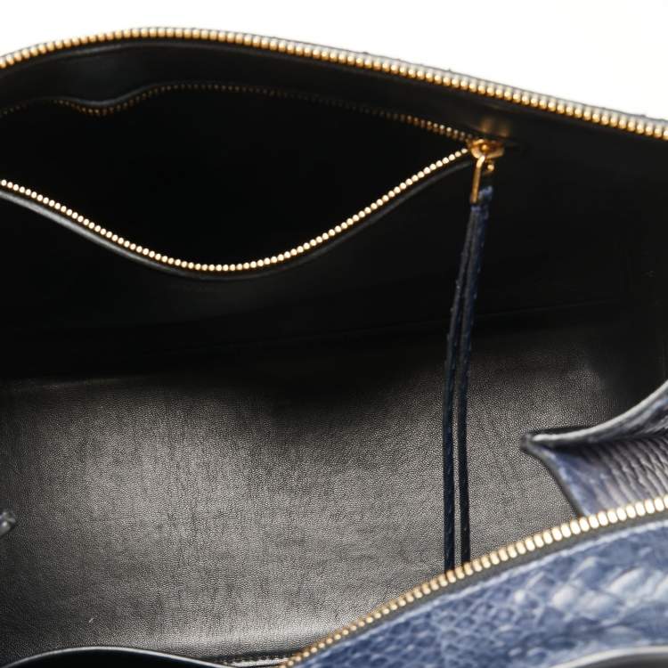 Pre Owned Celine Blue Python Medium Edge Top Handle Bag