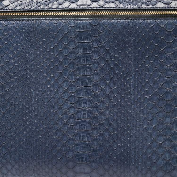 Pre Owned Celine Blue Python Medium Edge Top Handle Bag