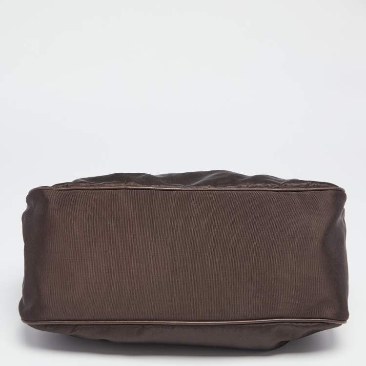 Pre Owned Celine Brown Fabric Kiss Lock Frame Clutch