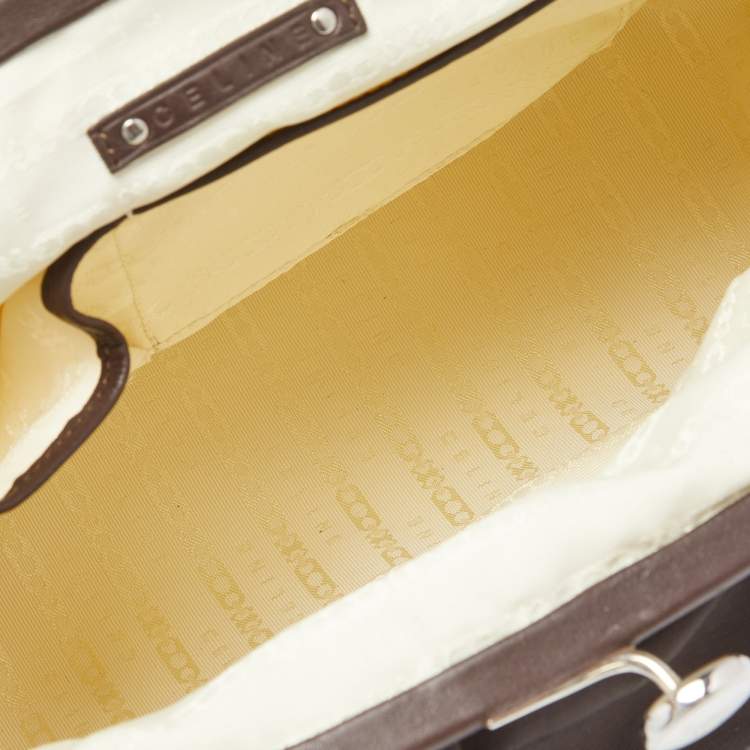 Pre Owned Celine Brown Fabric Kiss Lock Frame Clutch