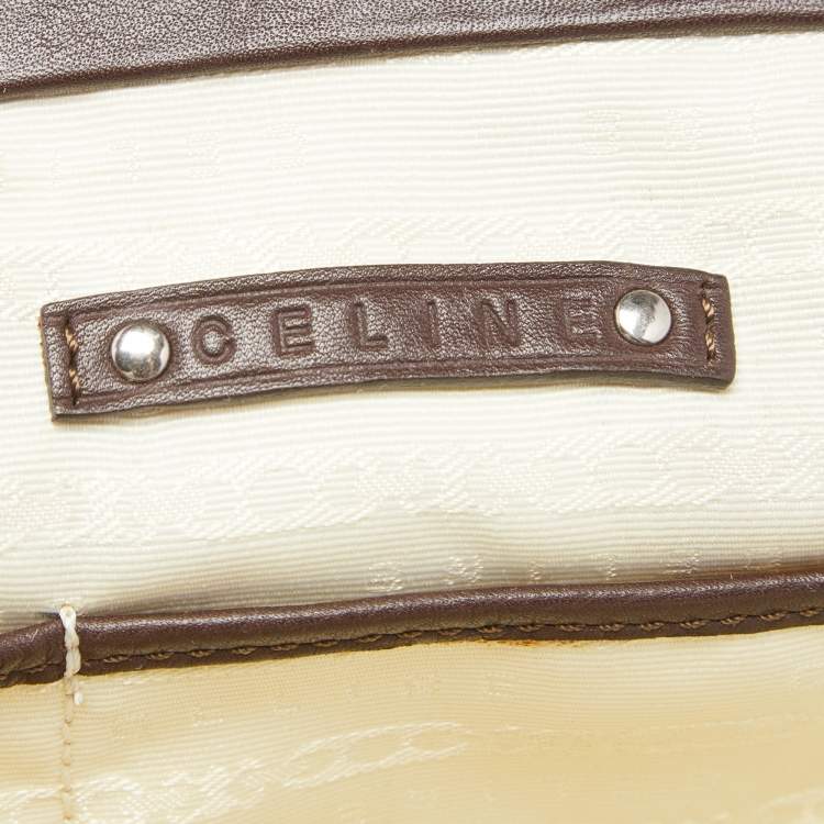 Pre Owned Celine Brown Fabric Kiss Lock Frame Clutch