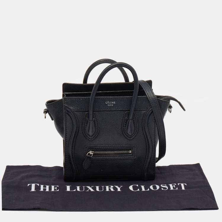 Pre Owned Celine Black Leather Nano Luggage Tote