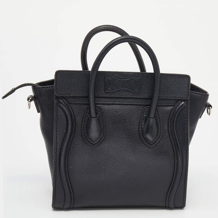 Pre Owned Celine Black Leather Nano Luggage Tote