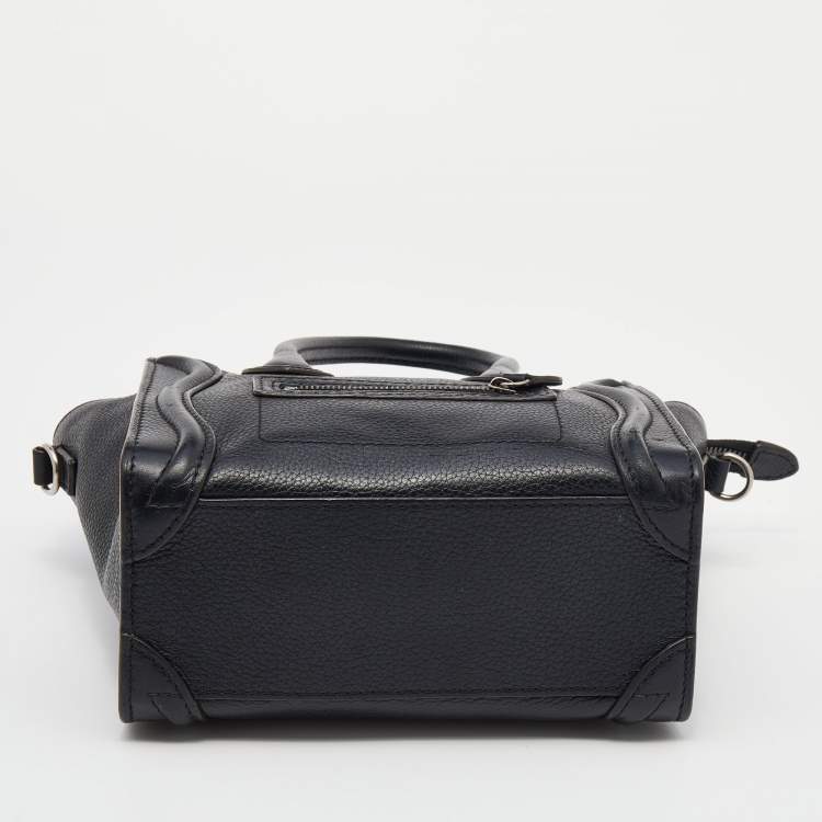 Pre Owned Celine Black Leather Nano Luggage Tote