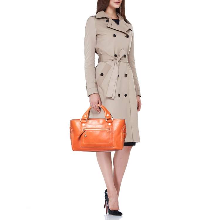 Pre Owned Celine Orange Leather Boogie Tote