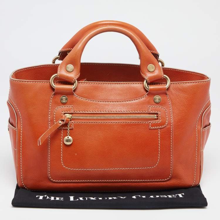 Pre Owned Celine Orange Leather Boogie Tote
