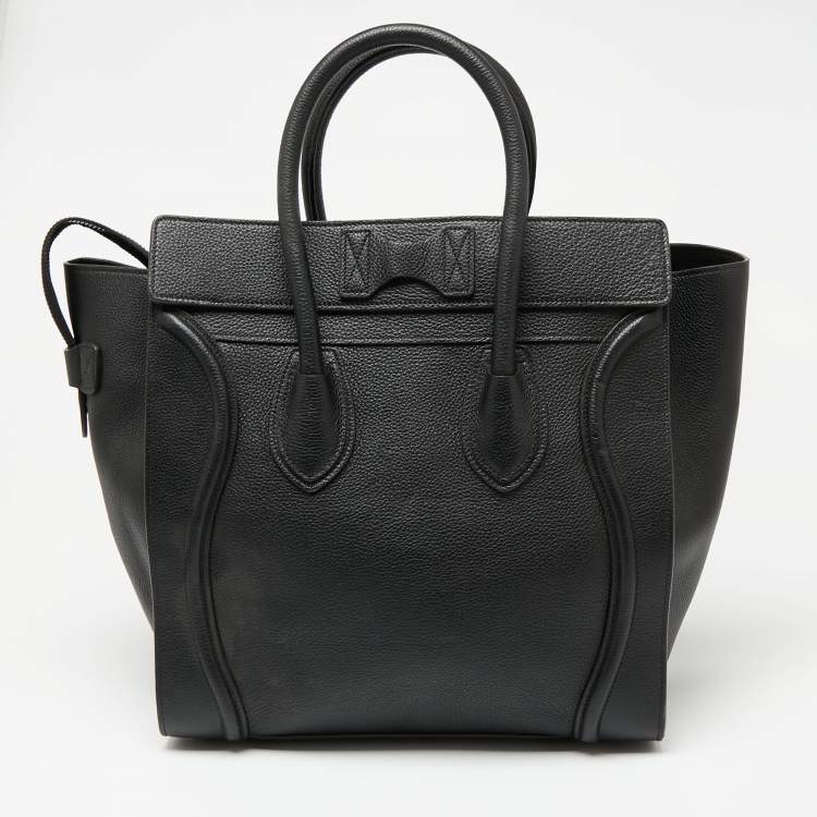 Pre Owned Celine Black Leather Mini Luggage Tote