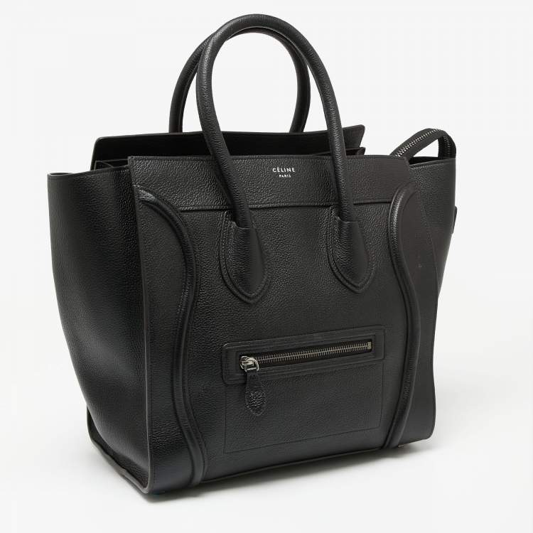 Pre Owned Celine Black Leather Mini Luggage Tote